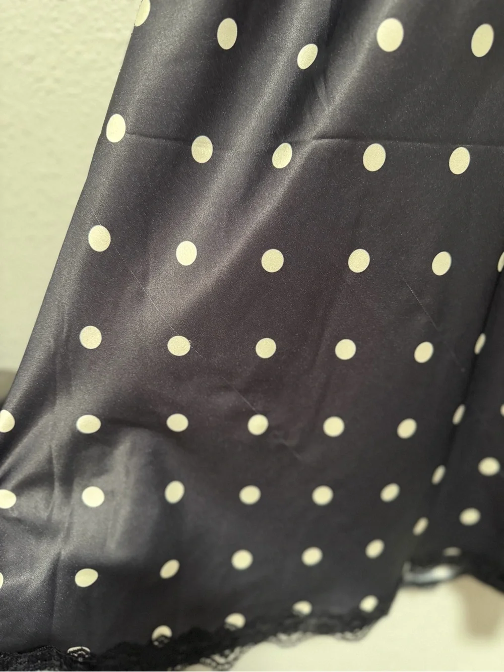 Lioness Black and White Polka Dot Lace Trim Halter Slip